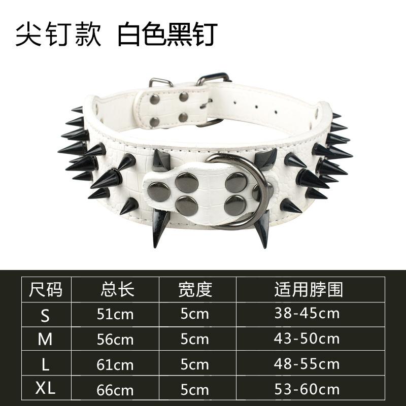 Wide Luxurious Leather Dog Collar Sharp Spike Studded Dog Collars for Rottweiler Pitbull Large X-Large Training Dogs