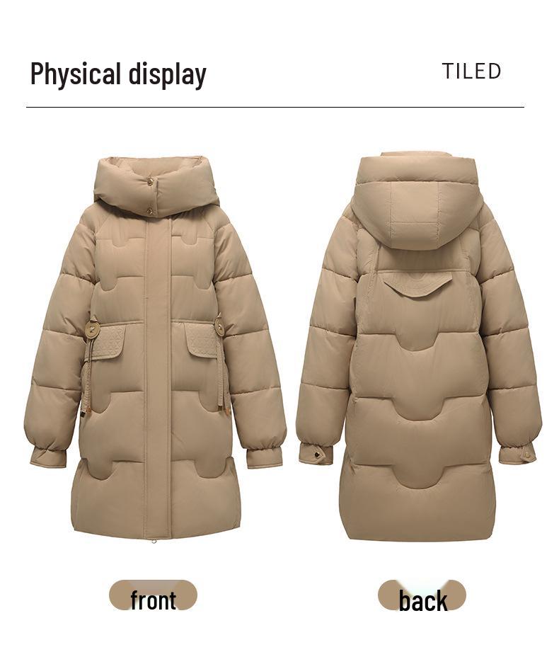 Women's Hooded Mid-Length Winter Cotton Coat: Thick, Cold-Proof, Fashionable Outerwear