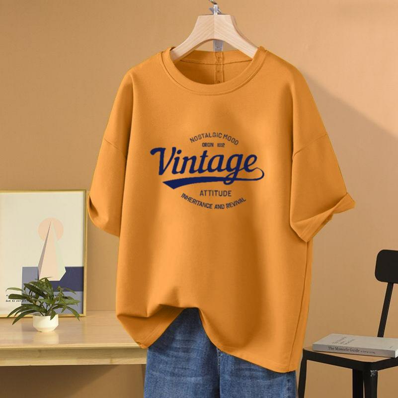 Cotton Short-sleeved T-shirt Women's Retro Bottoming Shirt All-match Casual Slimming Top