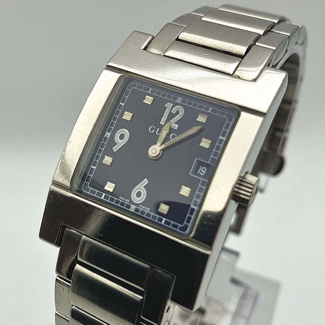 Used Operation GUCCI 7700L Black Silver Ladies Watch