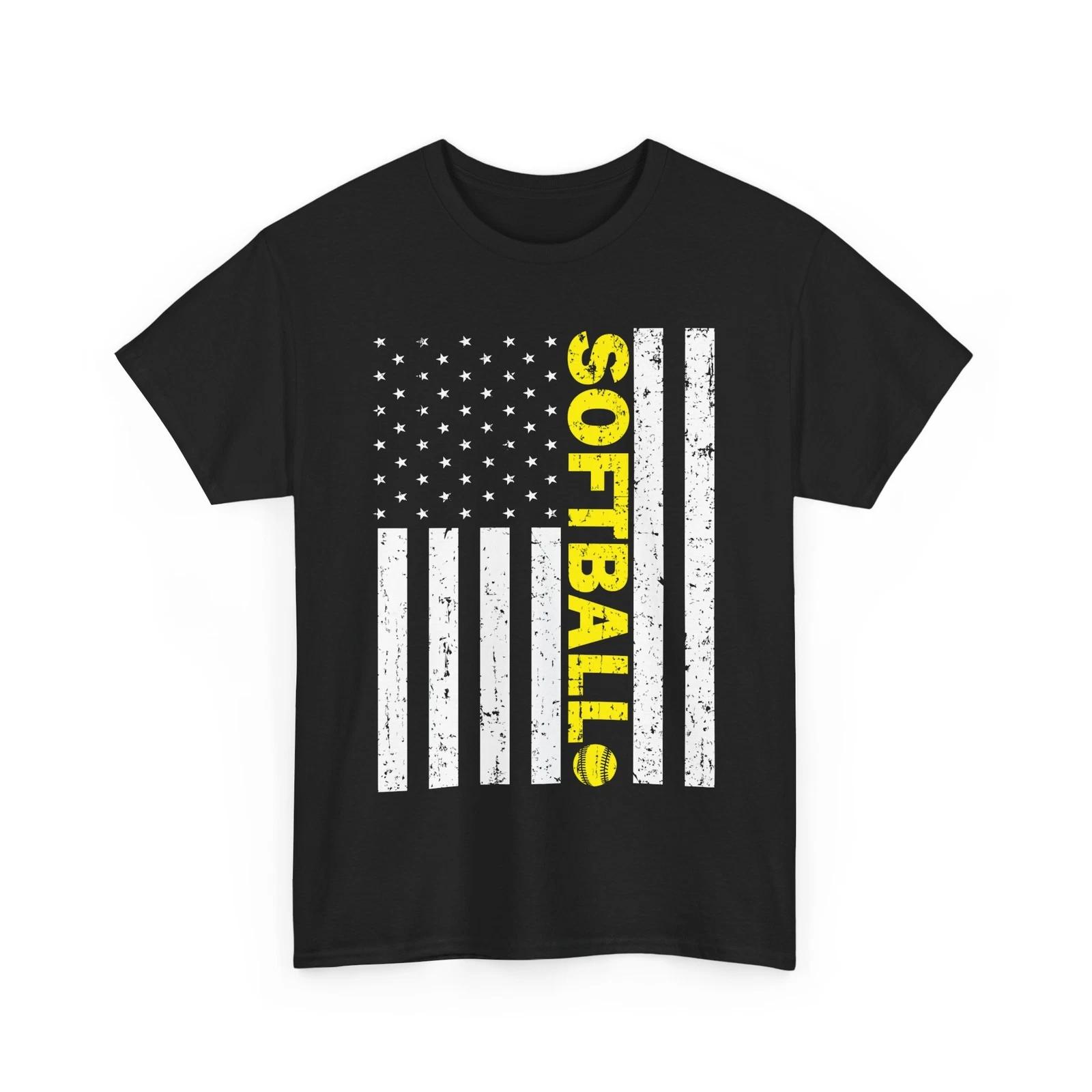 Softball Shirt, American Flag Softball T-shirt, Softball Player Women Men Shirt S