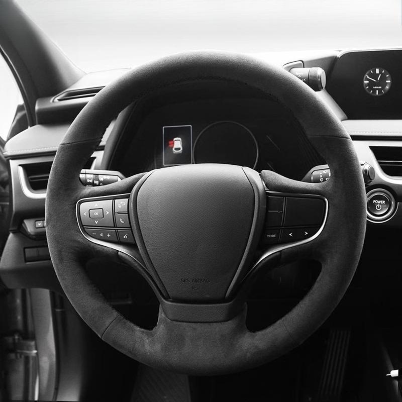 For Lexus UX260h ES200 ES300h 2018- Hand-Stitched Non-Slip suede Car Steering wheel Cover