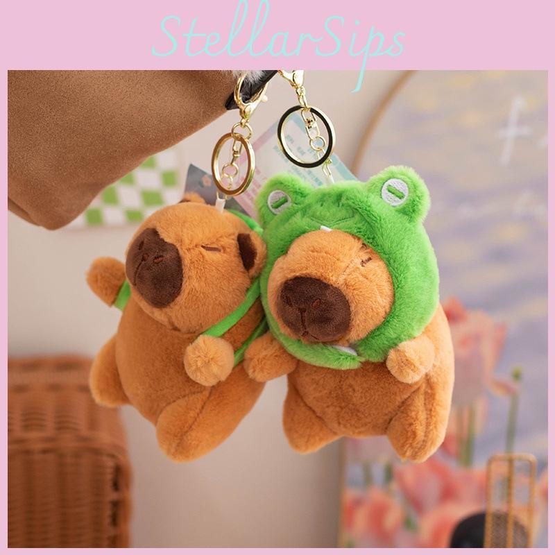 Lovable Short Plush Capybara Keychain With Customizable Options Ideal For Gifts