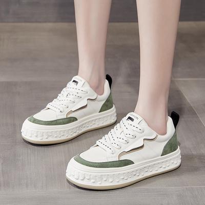 Thick-soled White Shoes Women's  New Sports All-match Summer Leather Heightened Casual Autumn Shoes