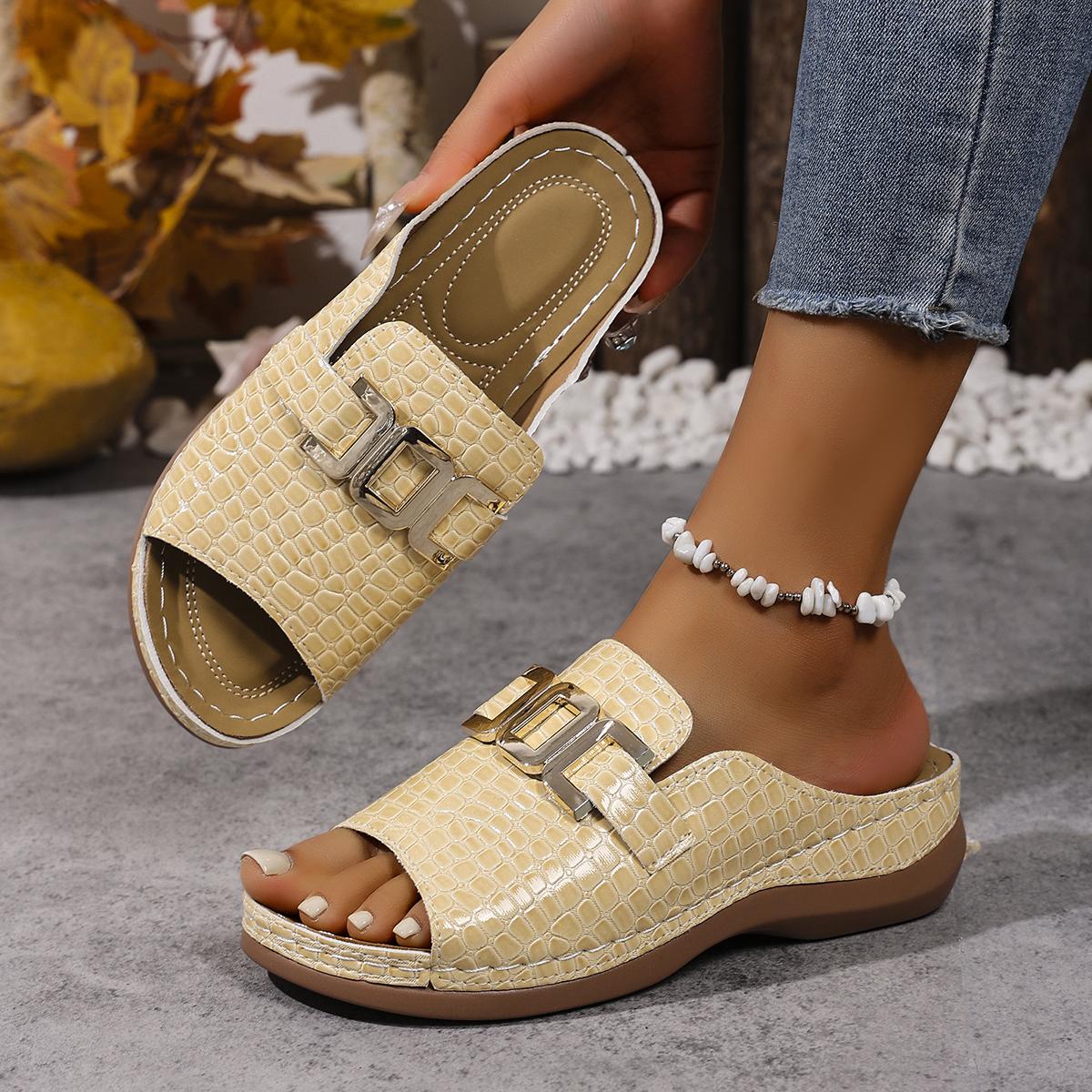 

Fashion 2025 Summer Women Slippers Casual Flat Shoes Women Lightweight Comfortable Sports Slippers Outdoor Slip on Sandals Slides Women 36 абрикосовый