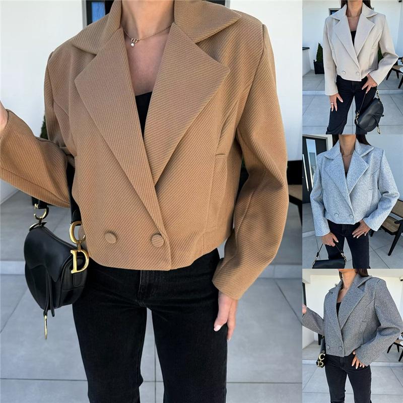 Manteau en laine simple pour femme à col tailleur britannique