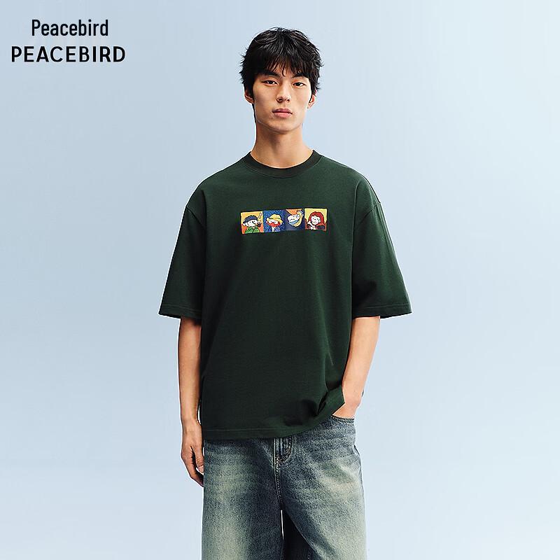 PEACEBIRD Men's Cotton Print Loose Short Sleeve T-Shirt