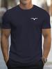 Men and Women Summer Seagull Print Crew-neck T-shirt Street Casual Short Sleeve for Everyday Wear with A Top
