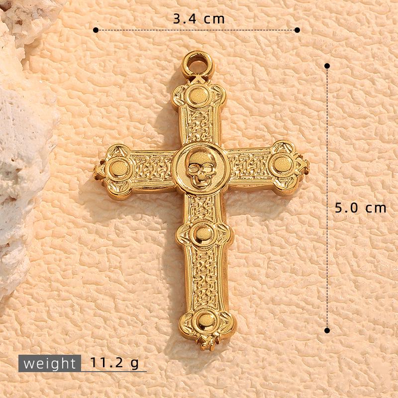 European & American Fashion Stainless Steel Cross Pendant Clavicle Chain - Non-Fading Women's Light Luxury Sweater Accessory