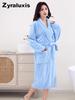 Women's Ultra-Soft Coral Fleece Bathrobe with Warm Sherpa Lining for Winter Daily Wear
