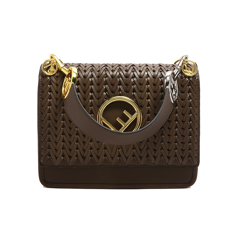 New French Fashion Clamshell Premium Sense Portable Shoulder Crossbody Woven Small Square Bag