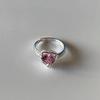 Rosa Herzring im koreanischen Stil: Einfacher, vielseitiger, exquisiter offener Fingerring für Damen