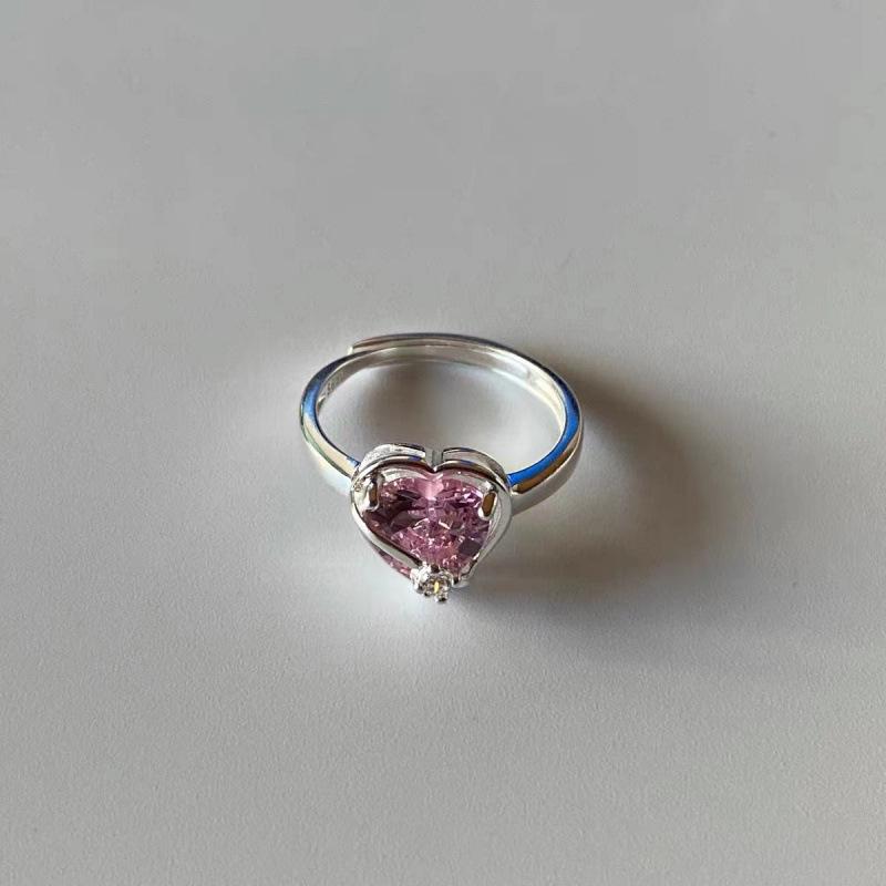 Rosa Herzring im koreanischen Stil: Einfacher, vielseitiger, exquisiter offener Fingerring für Damen