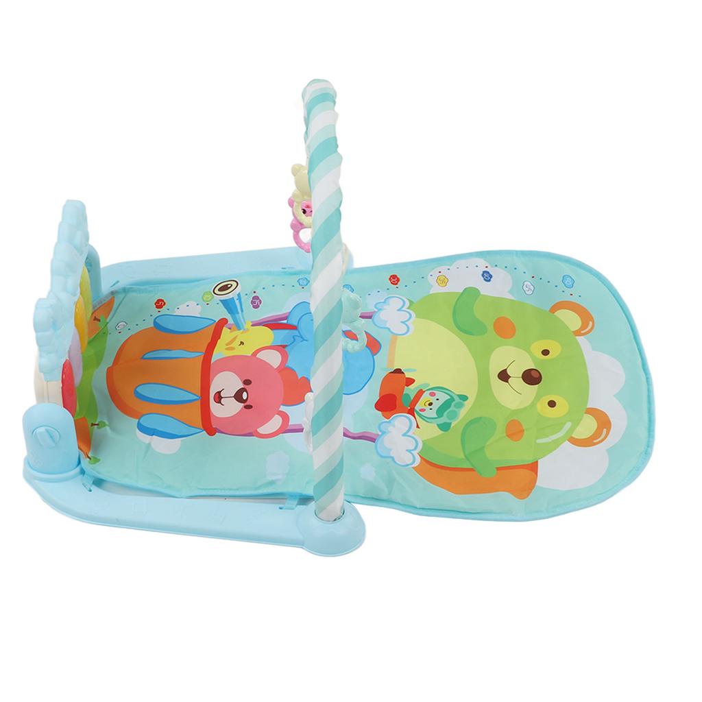 Dětská hrací podložka s pianem na kopání, ukolébavky, světla, vzdělávací, dětská hudební fitness hrací podložka, modrá