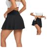 High-Waisted Pleated Sports Mini Skirt with Pockets - Women's Anti-Exposure Tennis Skirt