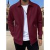 Men S Waffle Solid Color Lapel Zip Up Jacket