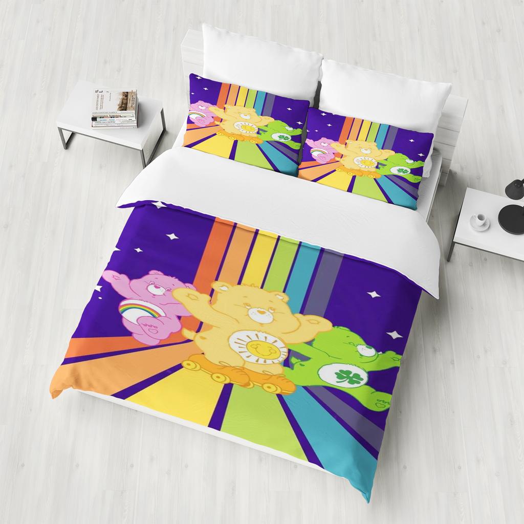Care Bears Anime Bedding Set Duvet Cover 1009 Polyester Suitable For Children And Adults 3-Piece Set