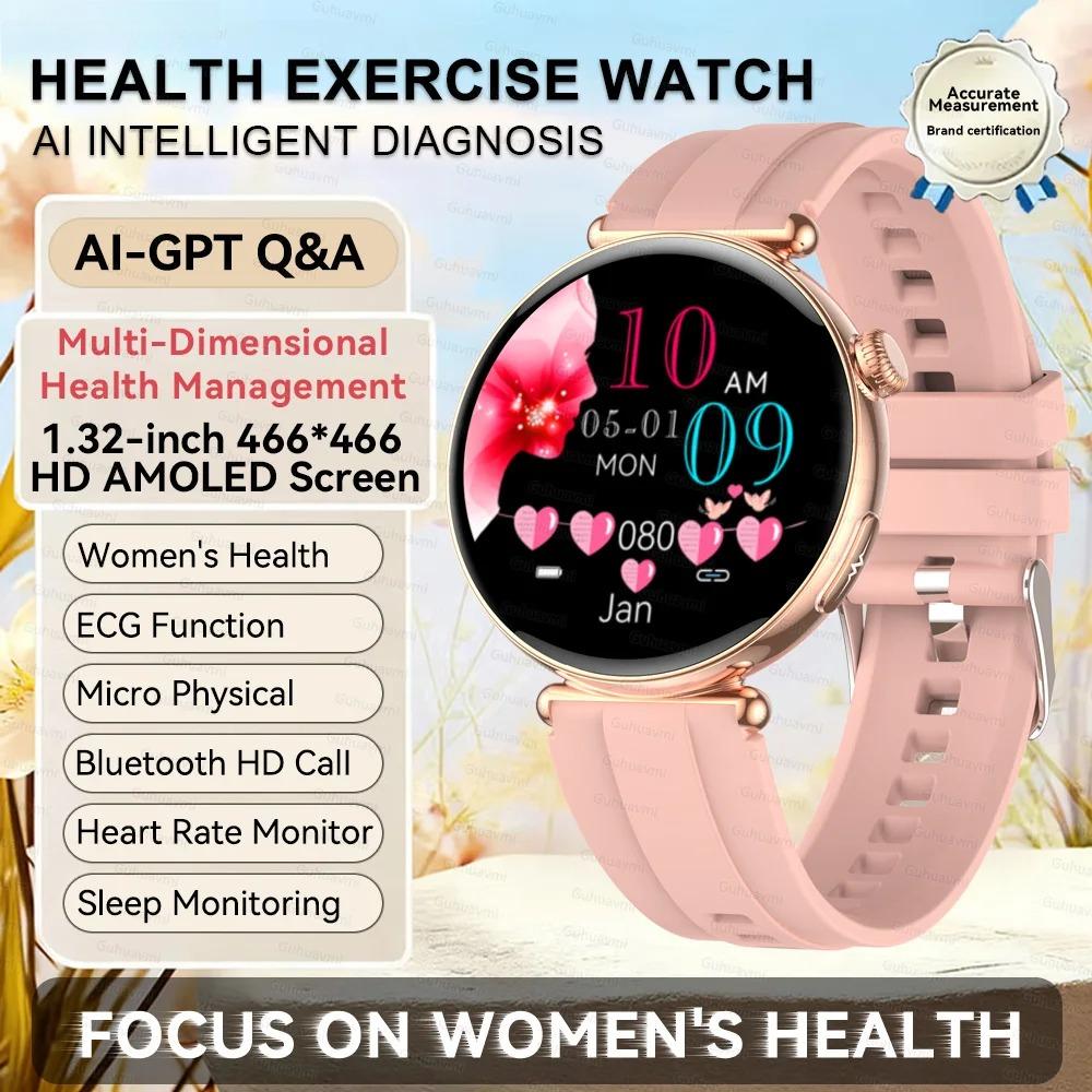 2026 New Women AI Nursing Grade Smart Diagnosis Smart Watch HRV+ECG Uric Acid Blood Oxygen Health Monitor IP68 Waterproof Sports Smartwatches