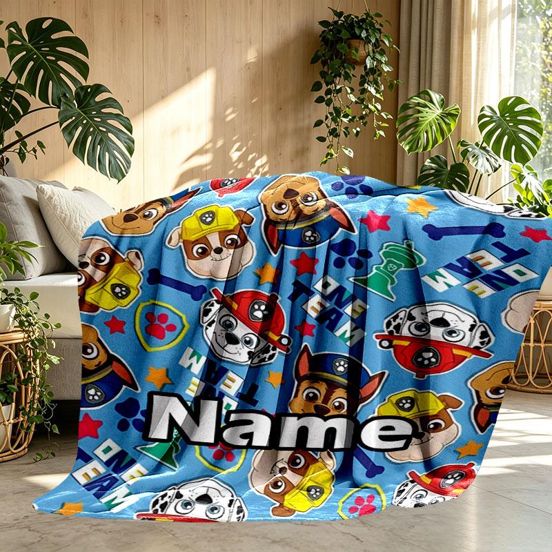 Custom Name Personalized PAW Patrol Print Blanket, Home Decor, Bedroom, Sofa, Camping, Couch, Gifts for Birthday Christmas