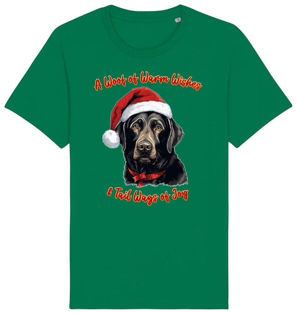 Kids Black Labrador Christmas T-Shirt Santa Dog Woof Wishes Dogs Boys Girls Gift