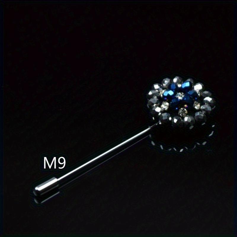 Fashion Crystal Flower Men's Brooches Long Brooch Pins Handmade Men's Lapel Pin for Suits Rhinestone Men Fashion Jewelry