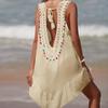Colorful Ruffle V-Neck Crocheted Patchwork Bikini Cover-Up Skirt