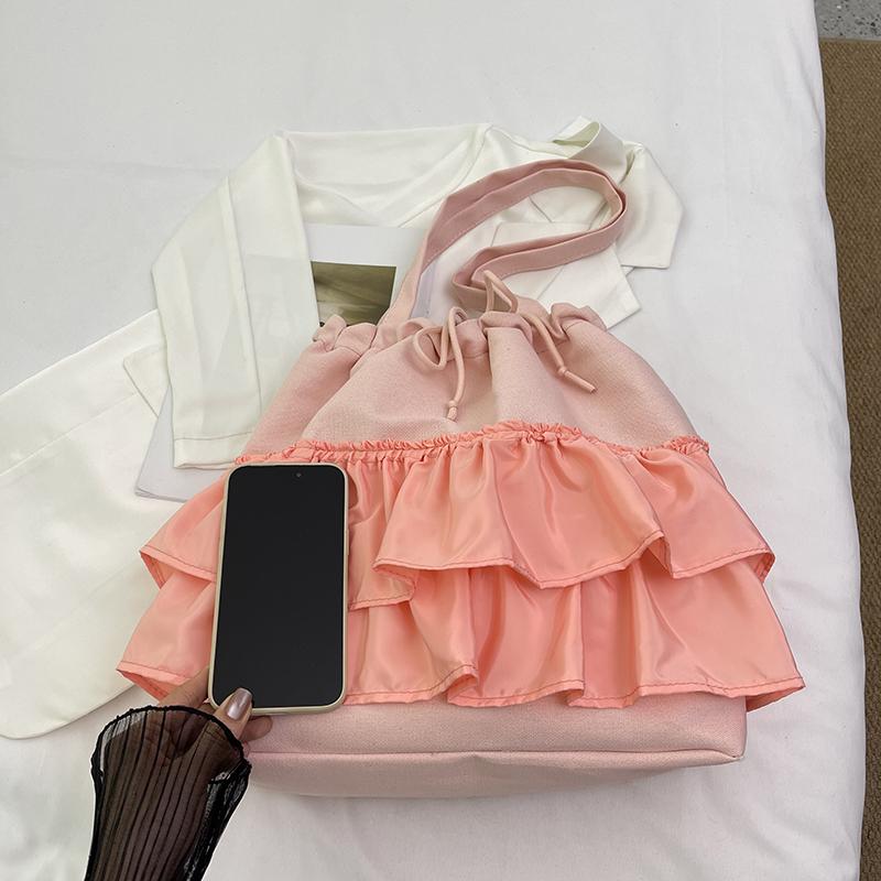 2026 New Fresh Style Canvas Women's Bag with Cake Skirt Design Casual Single Shoulder Princess Skirt Cloth Bag Fashionable
