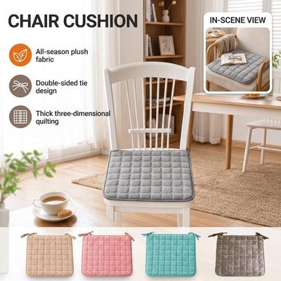 40x40cm Flannel Dark Gray Dining Chair Cushion with Straps Seasonal Restaurant And Household Chair Pad for Comfort