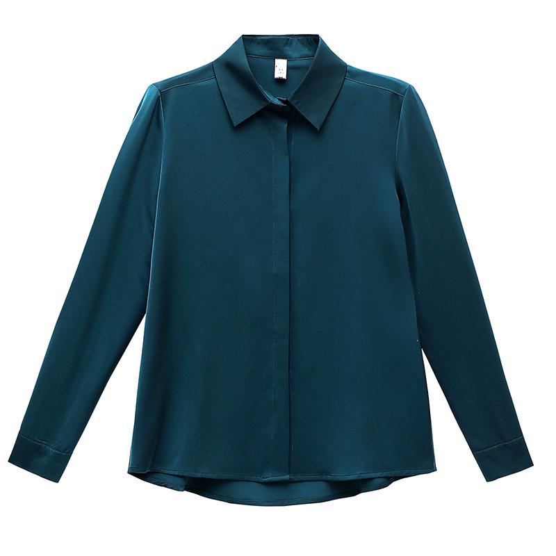 Women's Long-Sleeve Silky Satin Acetate Shirt - Early Autumn Trendy Design
