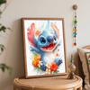 Disney digital oil painting Stitch floral art handmade diy gift home decoration