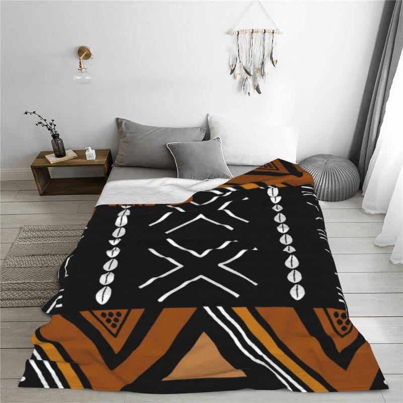 Maßgeschneiderte ultraweiche Fleece-Afrikanische Schlammtuch Bogolan Decke Warme Flanell-Stamm-Ethnisch-Böhmische Muster Decken Sofa Steppdecke