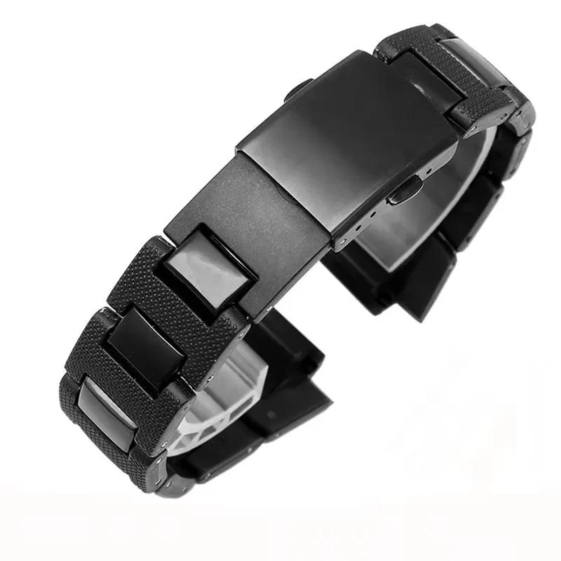 Černý řemínek 16mm Pro hodinky Casio Lehký kompozitní plastová ocel Dw5600 Dvojitá přezka DW-6900/GW-M5610 B500 Řemínek