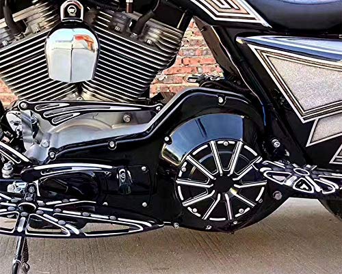 AQIMY CNC Aluminum Engine Derby & Timing Cover Set for Harley Road King, Electra Glide, and Dyna, Black, for Wear Resistance and Protection