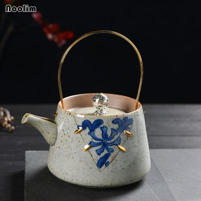 Retro Chinese Kung Fu Porcelain Teapot | Unique Puer Kettle with Handle | Creative Household Tea Pot