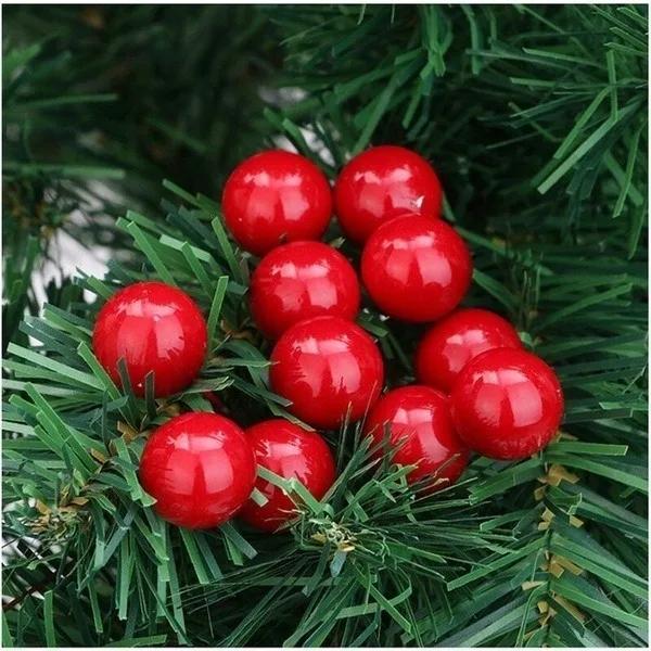 500/50pcs Mini Artificial Red Berries DIY Floral Wreath Ornament Fake Berry Cherry Stamen Christmas New Year Party Home Decor