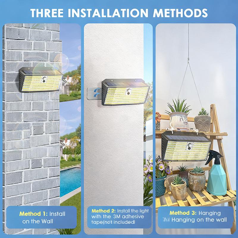 418/528/368 Solar Wall Lights  Outdoor Motion Sensor 3 Modes Security Light IP65 Waterproof Solar Powered Wall Light For Outside
