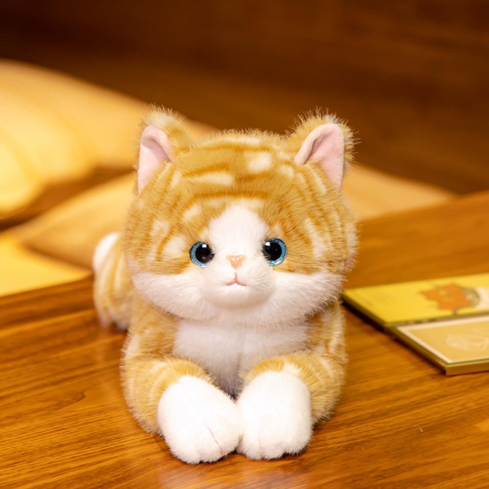 

Lovely Lifelike Cat Doll Lying Prone Simulation Stuffed Cat Kitten Plush Toys Home Decor style E