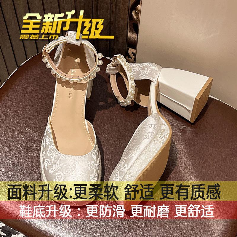

Light national style thick heel high heels women s spring 2025 new new Chinese cheongsam shoes with skirt Mary Jane single shoes 40