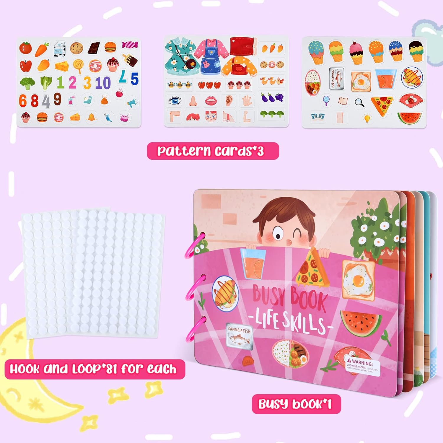 

Montessori Toys Busy Book for Toddlers Girls 3+,life skills learning, Preschool Educational Toys Autism Sensory Travel,gift рожевий