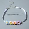1 STÜCK Strandurlaubsstil Bunte Harz Ei Blume Halskette für Damen Schmuck, Sommerlicher Frischer Stil Choker-Halskette