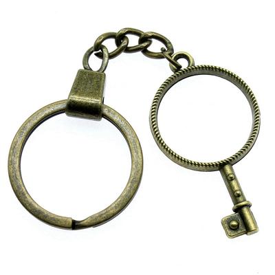 Punk Airplane Gear Steampunk Themed Antique Bronze Metal Keychain with 30mm Ring for Boys Bag Charm