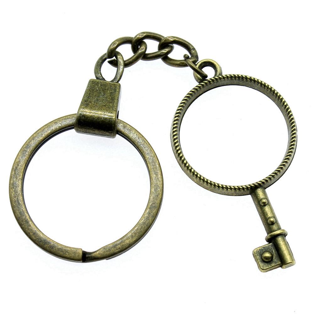 Ornate Gear Keychain Antique Style Punk Pendant Key Holder 30mm Ring