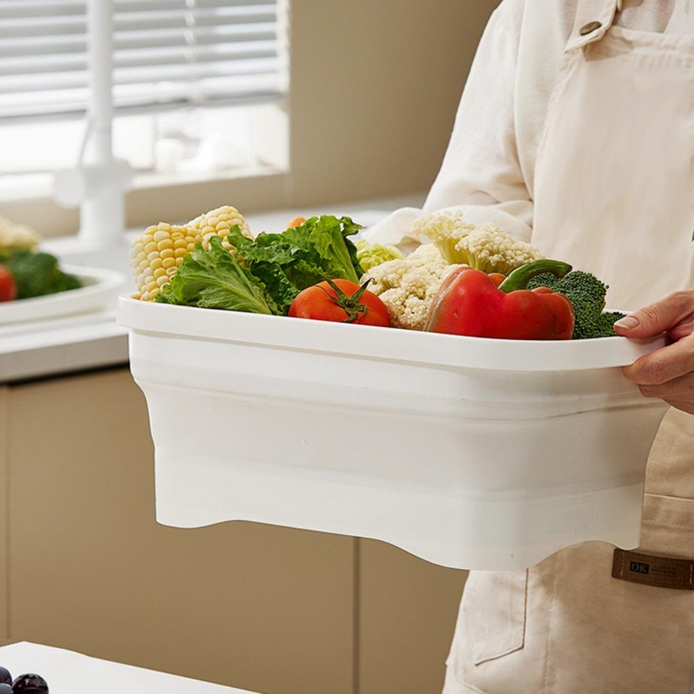 Space Saving Vegetable Washing Basin Foldable Laundry Tub Durable Dishpan  Food