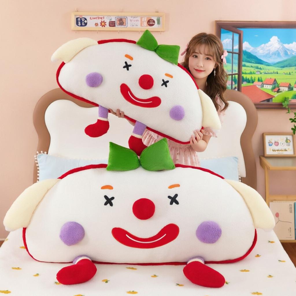 Creative Clown Plush Toy Pillow Large Bed Backrest Soft Cushion For Kids Bedroom Sleep Decor