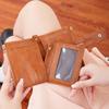 Three-fold Women's Short Wallet with Removable Small Card Holder, Multi-functional Large-capacity Double Zipper Change Bag.