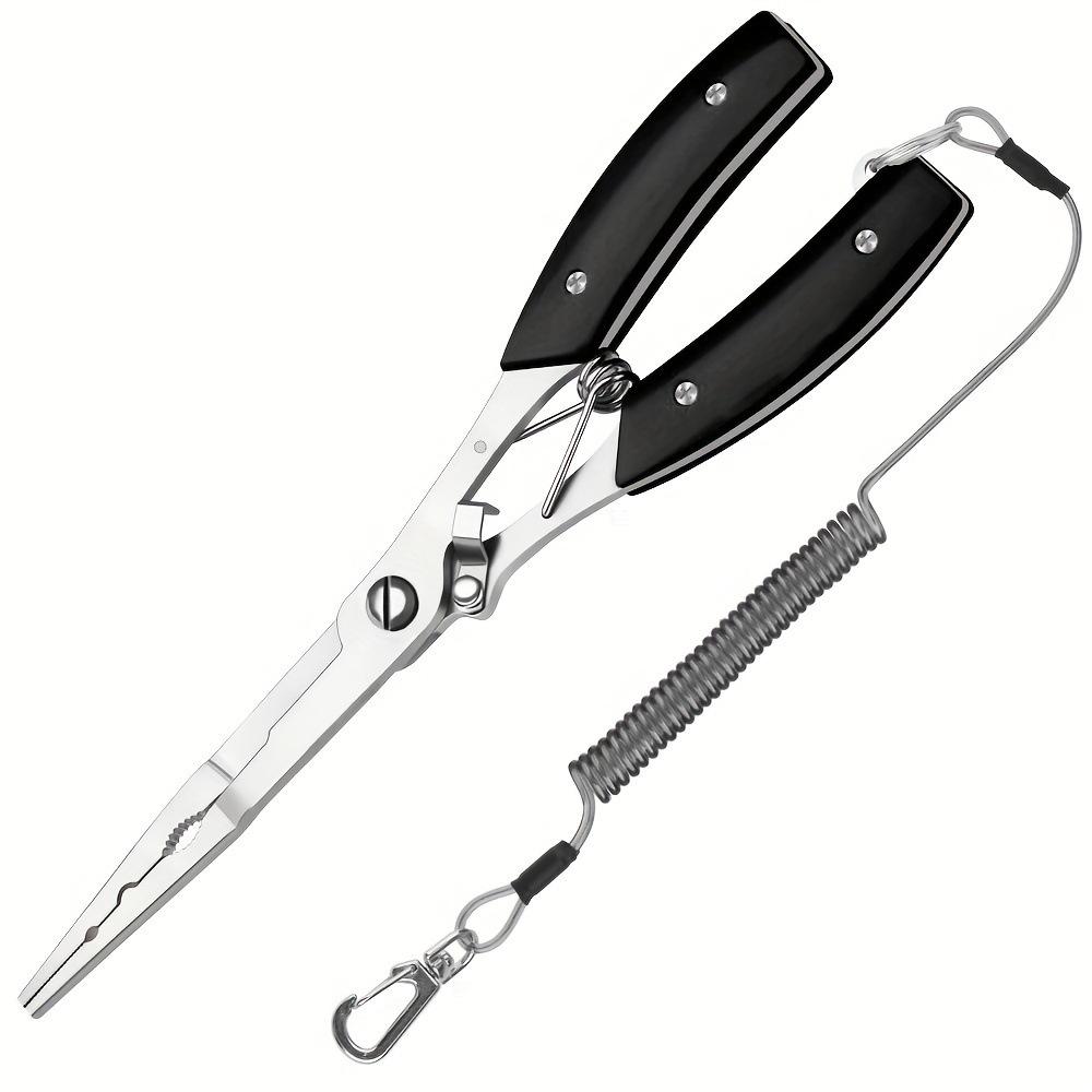 Multi-Functional Stainless Steel Fishing Pliers with Straight Jaw, Fish Gripper, Scissors, Hook Remover, and Ring Opener