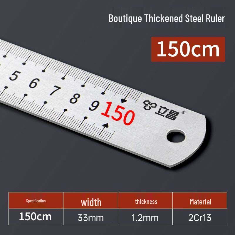 Stainless Steel Ruler - Available in 15/20/30/50cm and 1 Meter, Thickened Plate Straight Scale Ruler