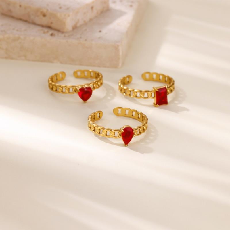 Color square zircon December birthday stone chain ring women's light luxury retro high sense personality versatile