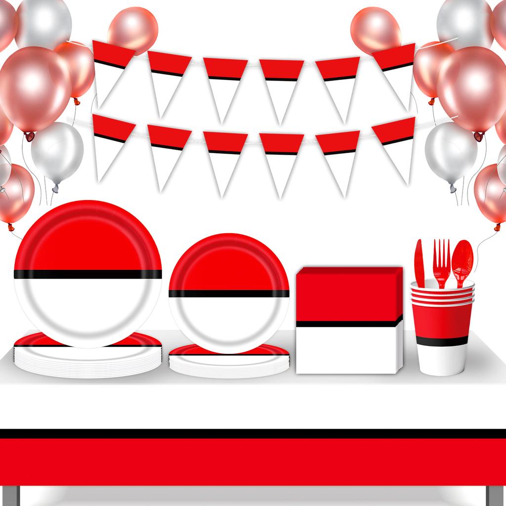 Edge Elf Ball Pikachu Themen Geburtstagsdekoration Partyzubehör Pappteller Wimpelkette Szenenarrangement