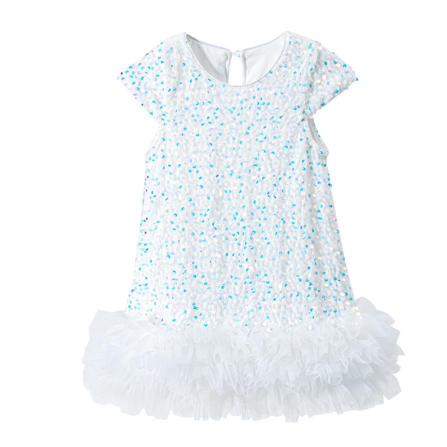 Girls' Sequin Princess Dress: 2025 Christmas Short-Sleeve Party Gown